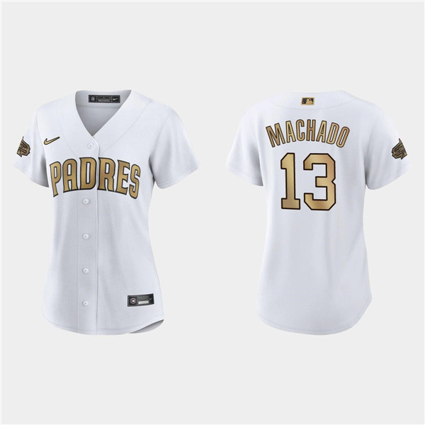 Women's San Diego Padres #13 Manny Machado White 2022 All-Star Stitched Baseball Jersey(Run Small)